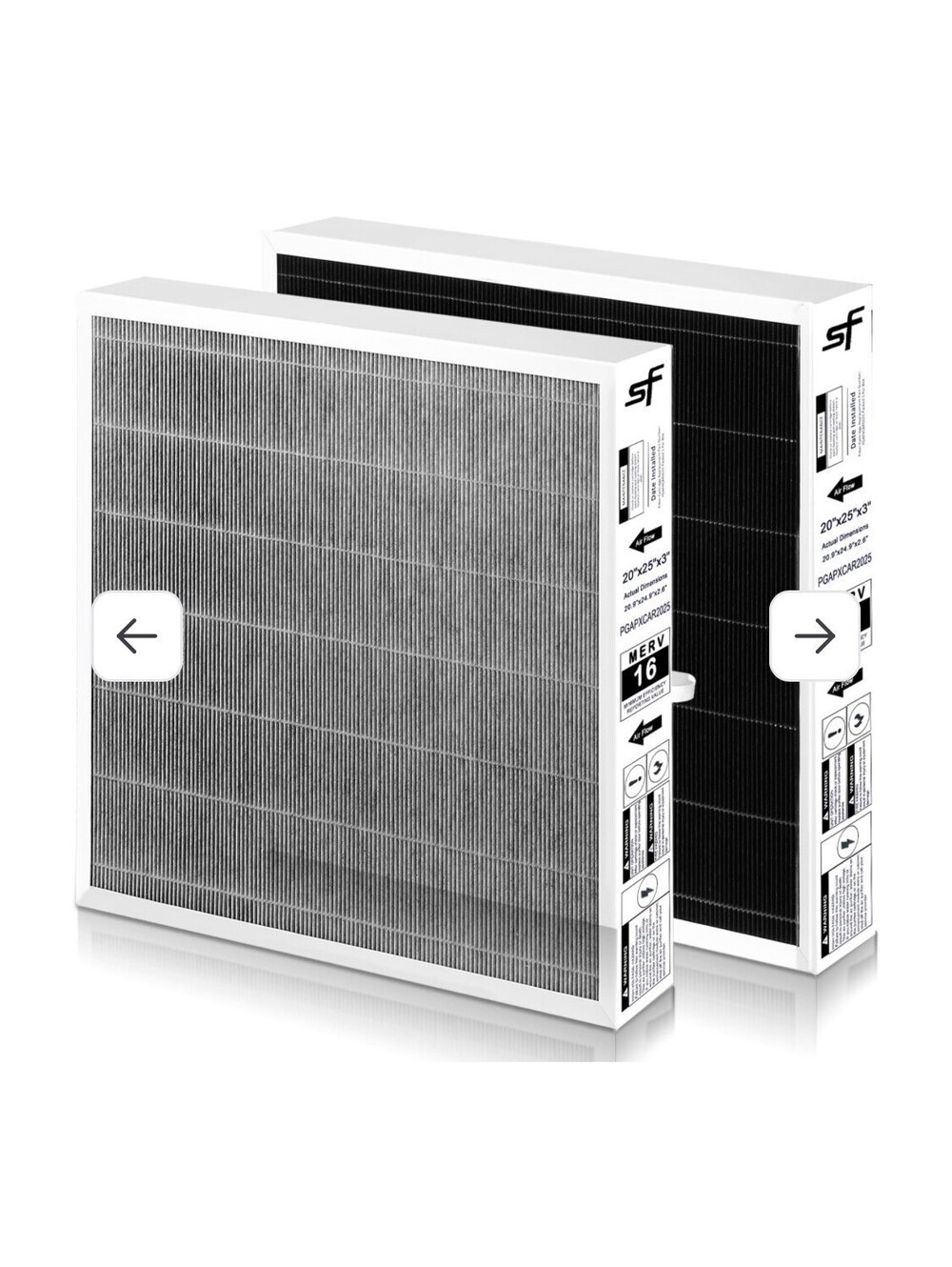 AISPA Air Filter PGAPXCAR2025-A02 MERV 16, 2-Pack